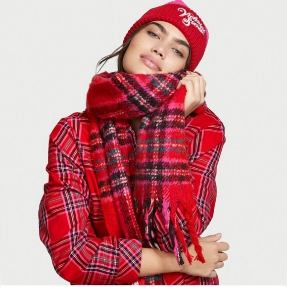 Victoria's Secret Pajama Set Red Plaid Top & Bottom Pants Long Sleeve - Picture 13 of 14